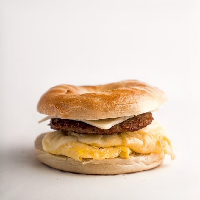 Sausage, Egg, and Cheese Bagel/English Muffins.